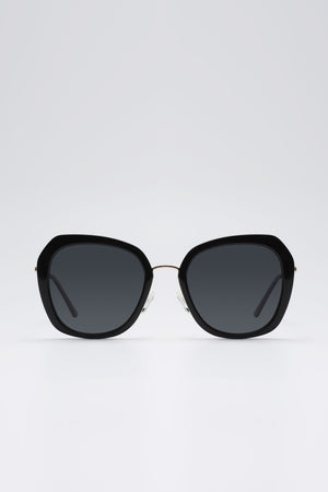 Fangyan | Square-Round Metal Black Sunglasses