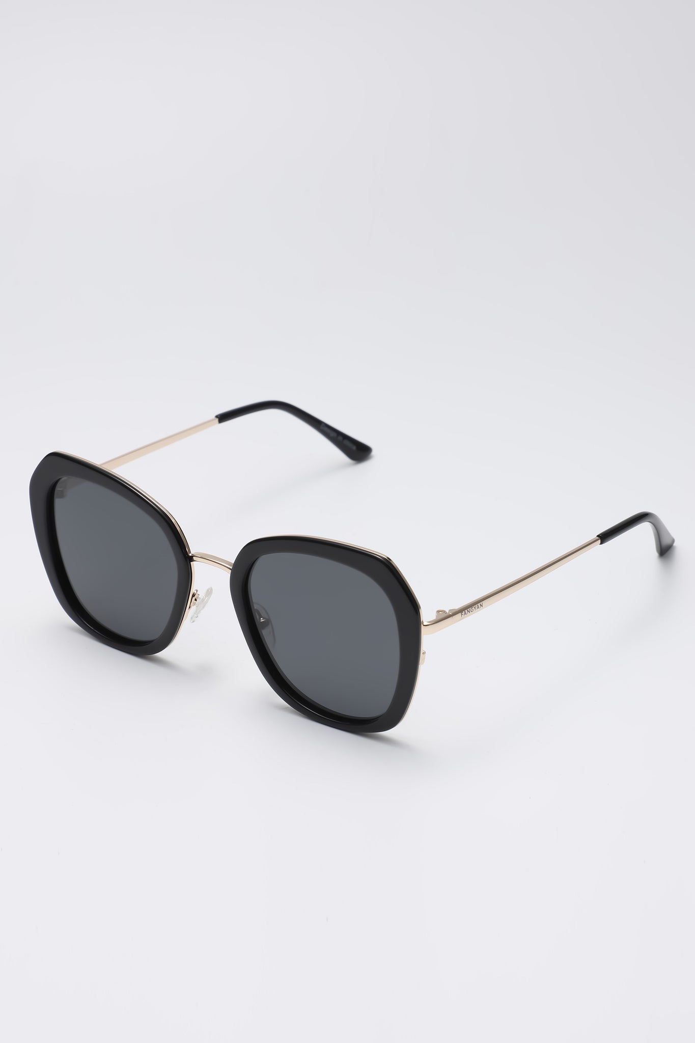 Fangyan | Square-Round Metal Black Sunglasses