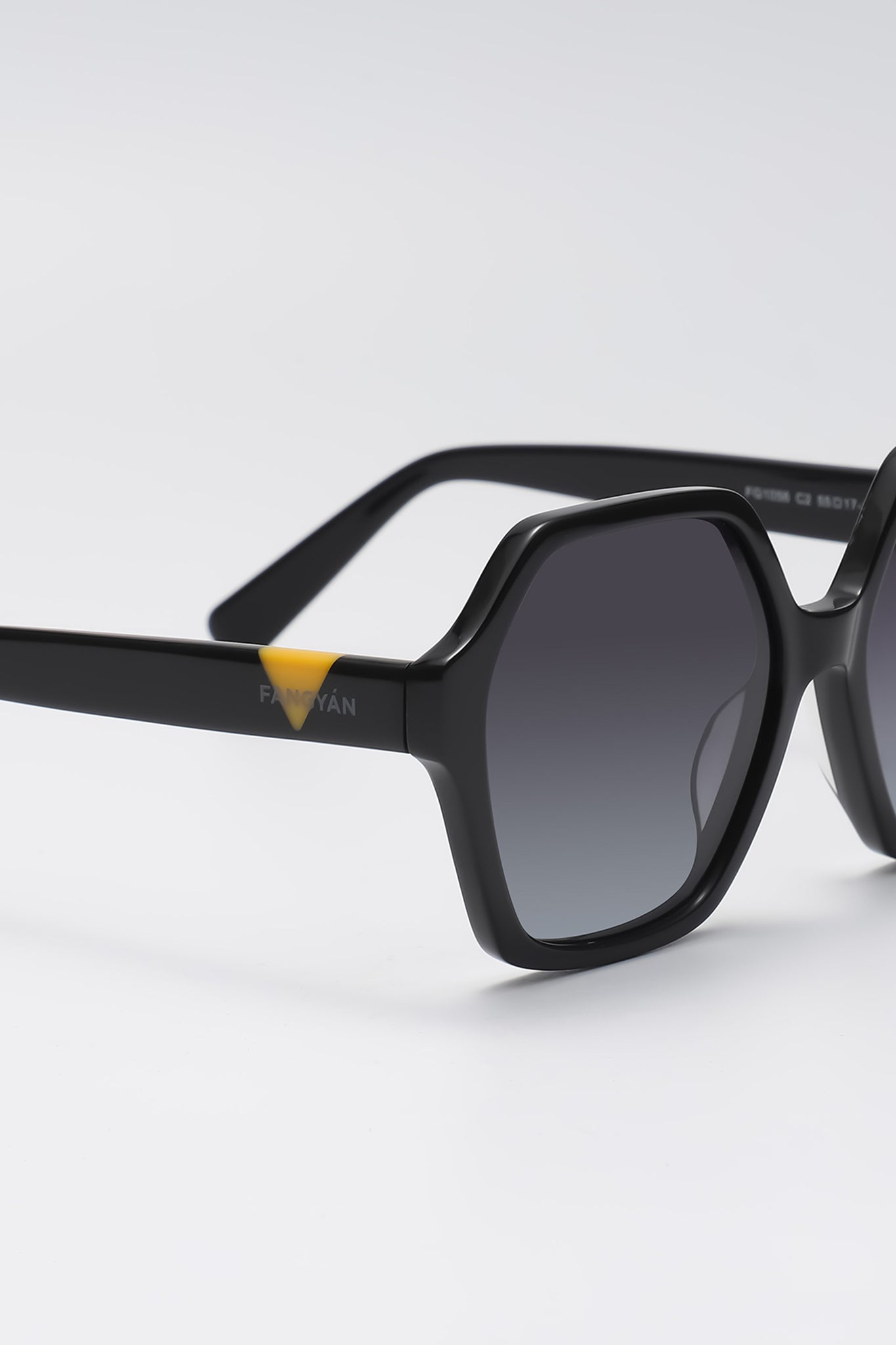 Fangyan | Hexagonal Acetate Black Sunglasses