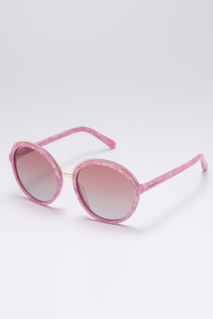 Fangyan | Round Metal Pink Sunglasses