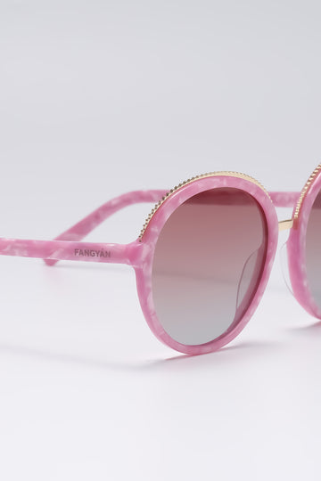 Fangyan  Round Metal Pink Sunglasses