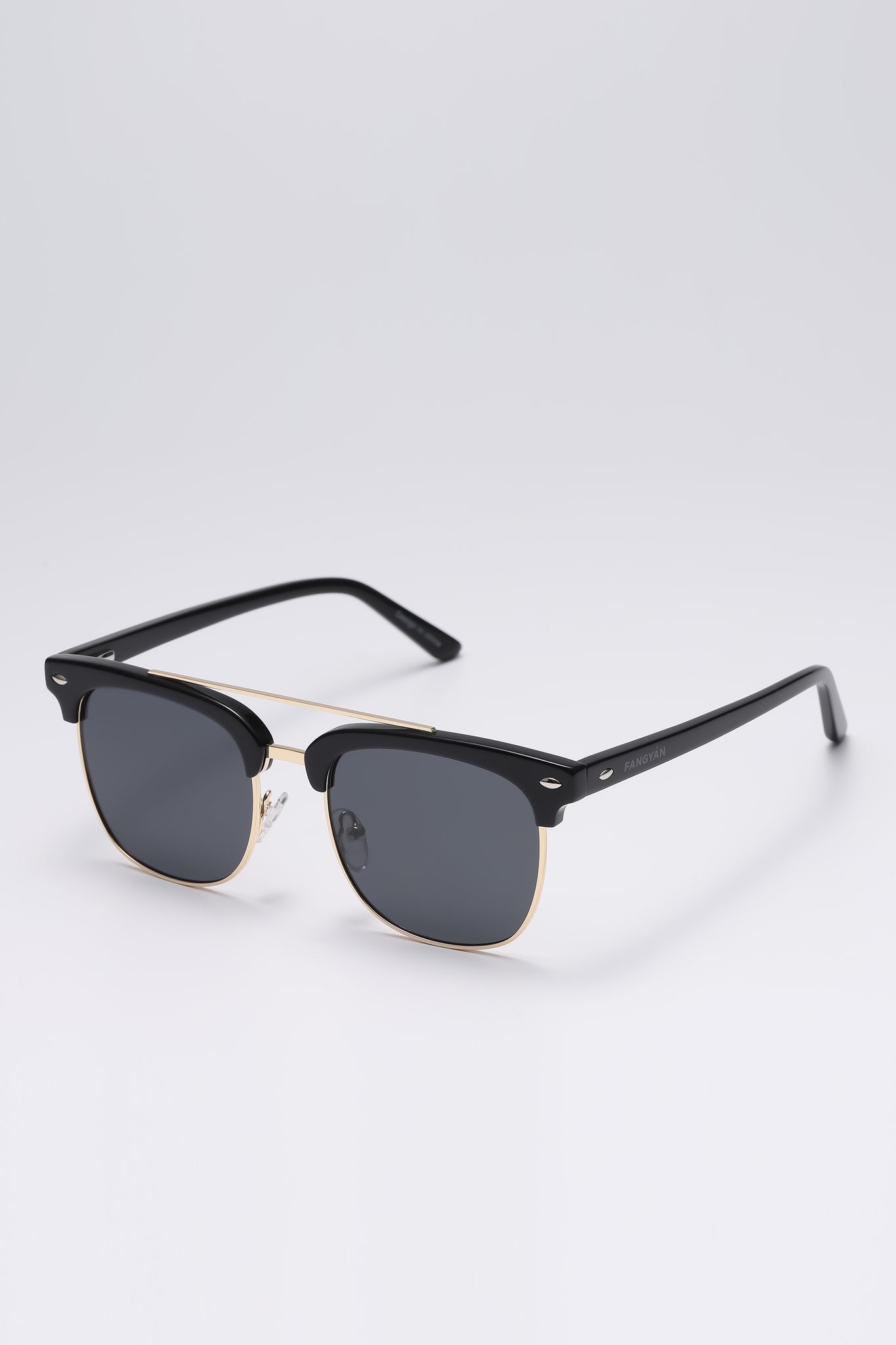 Fangyan | Round Acetate-Metal Black Sunglasses