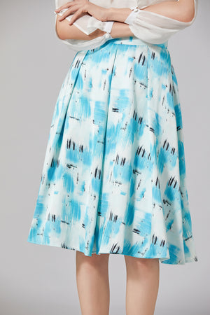 LINDONG | Karine Blue Print Skirt