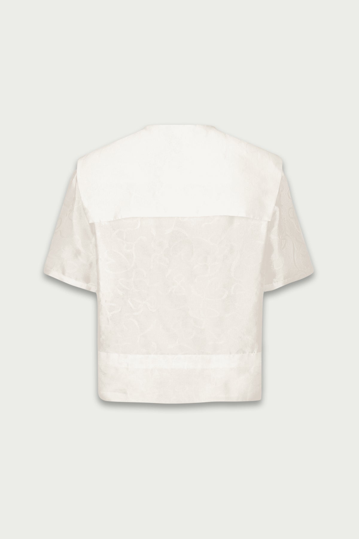 Mukzin | Lapel Pearls White Chiffon Shirt - 囍XI
