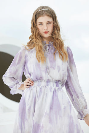 ST | Lilac Ruffle Chiffon Top And Dress Set