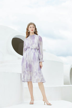 ST | Lilac Ruffle Chiffon Top And Dress Set