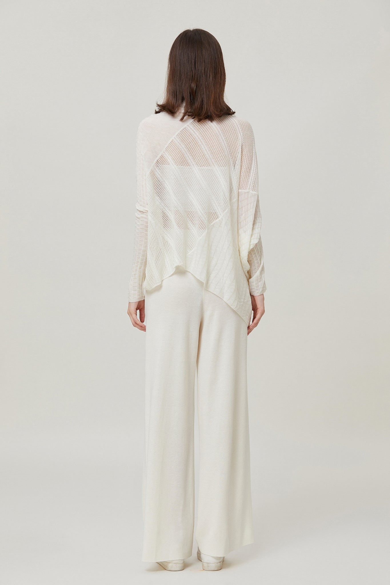 Sylphide | Lille White Semi-Sheer Wool Top