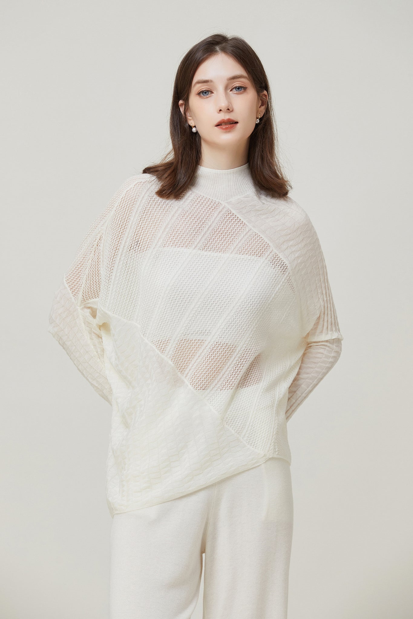 Sylphide | Lille White Semi-Sheer Wool Top