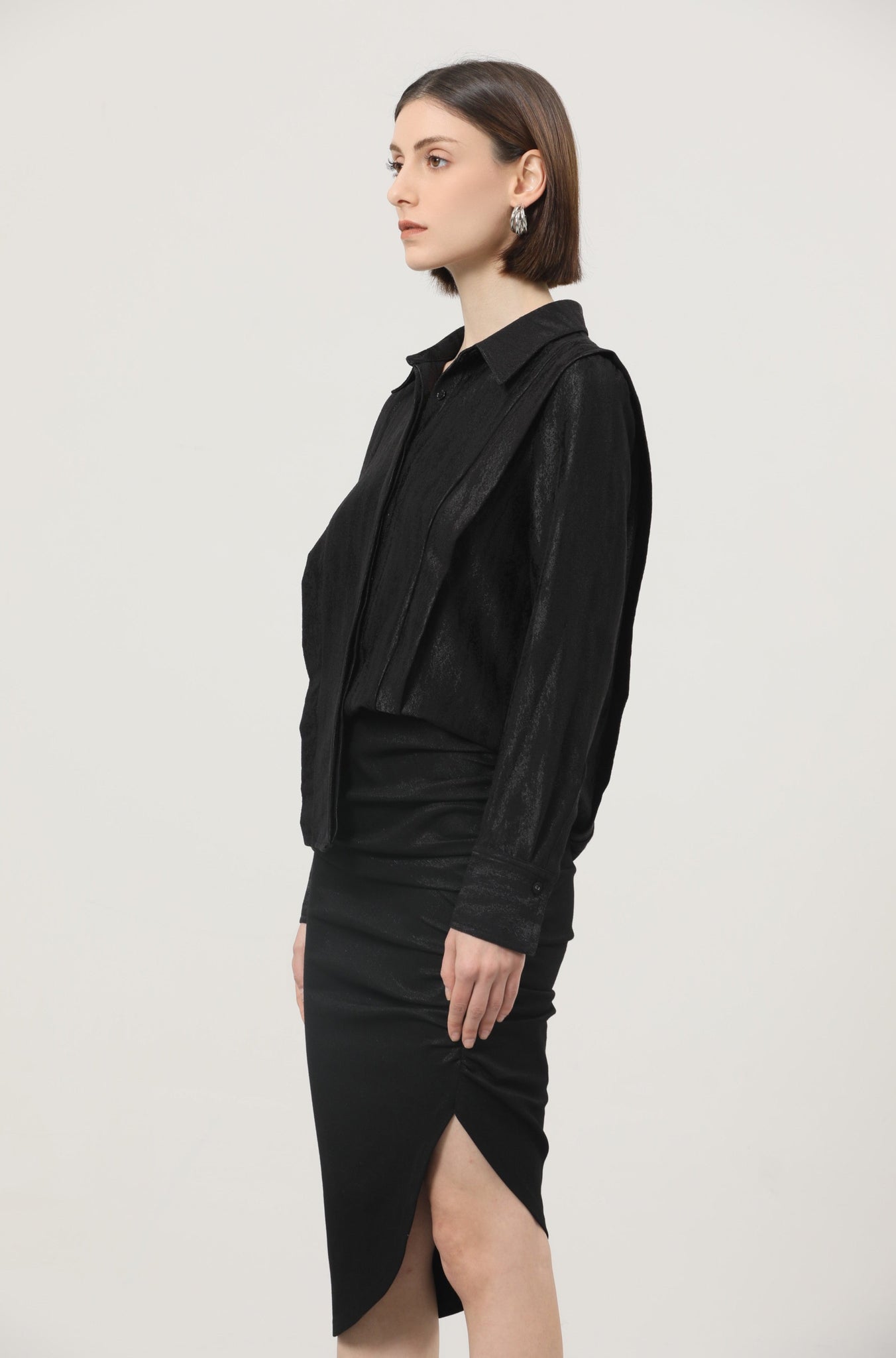 LINDONG | Manel Black Jacquard Shirt