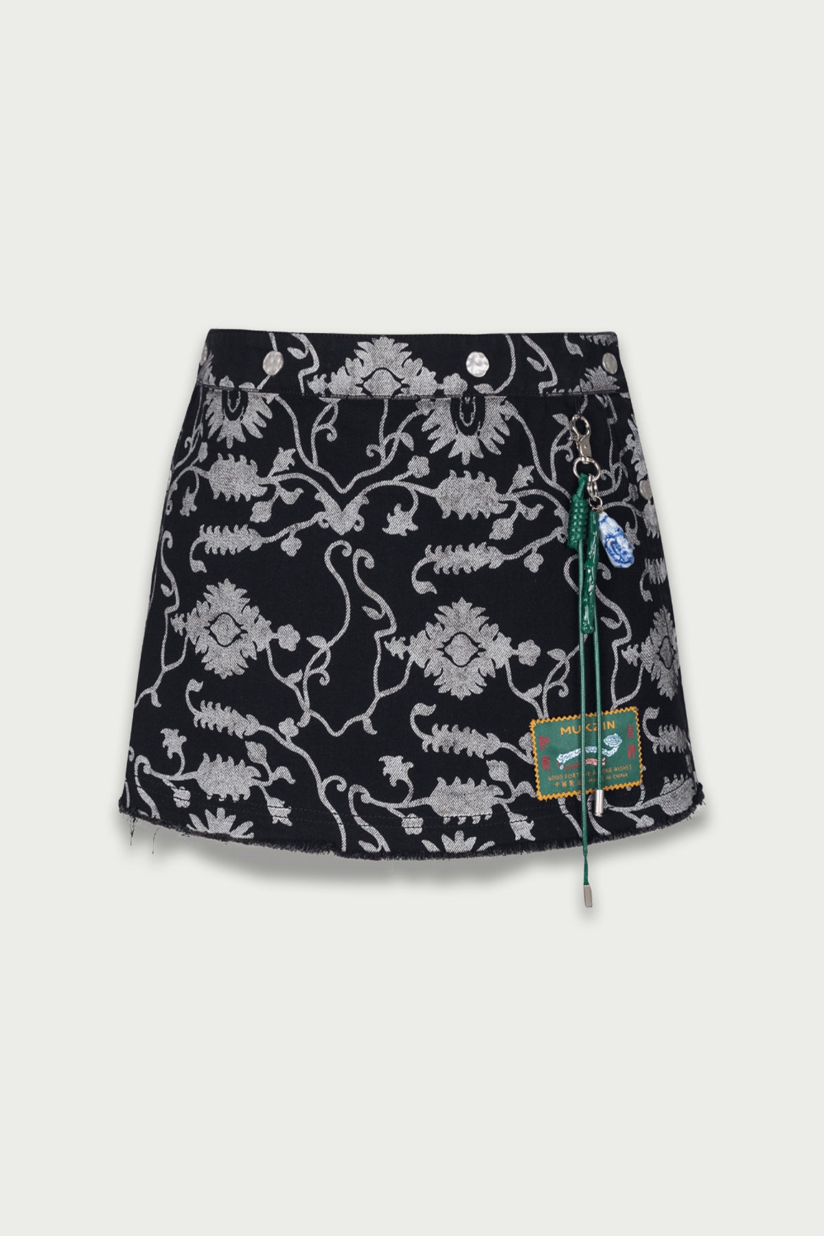 Mukzin | Embroidered Frog Button High Waist Skirt - Seeking Fairyland
