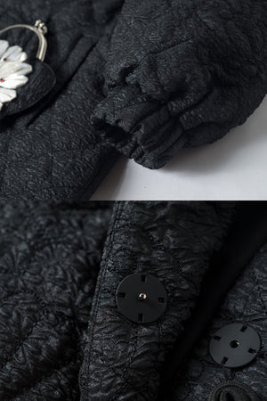 Mukzin | Retro Black 3D Jacquard Coat