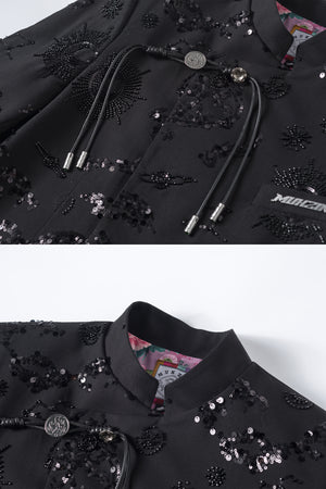 Mukzin | Black Glitter Retro Button Jacket