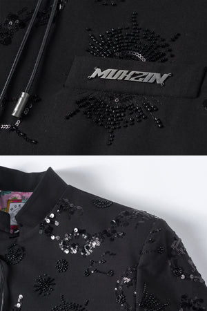 Mukzin | Black Glitter Retro Button Jacket
