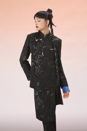 Mukzin | Black Glitter Retro Button Jacket