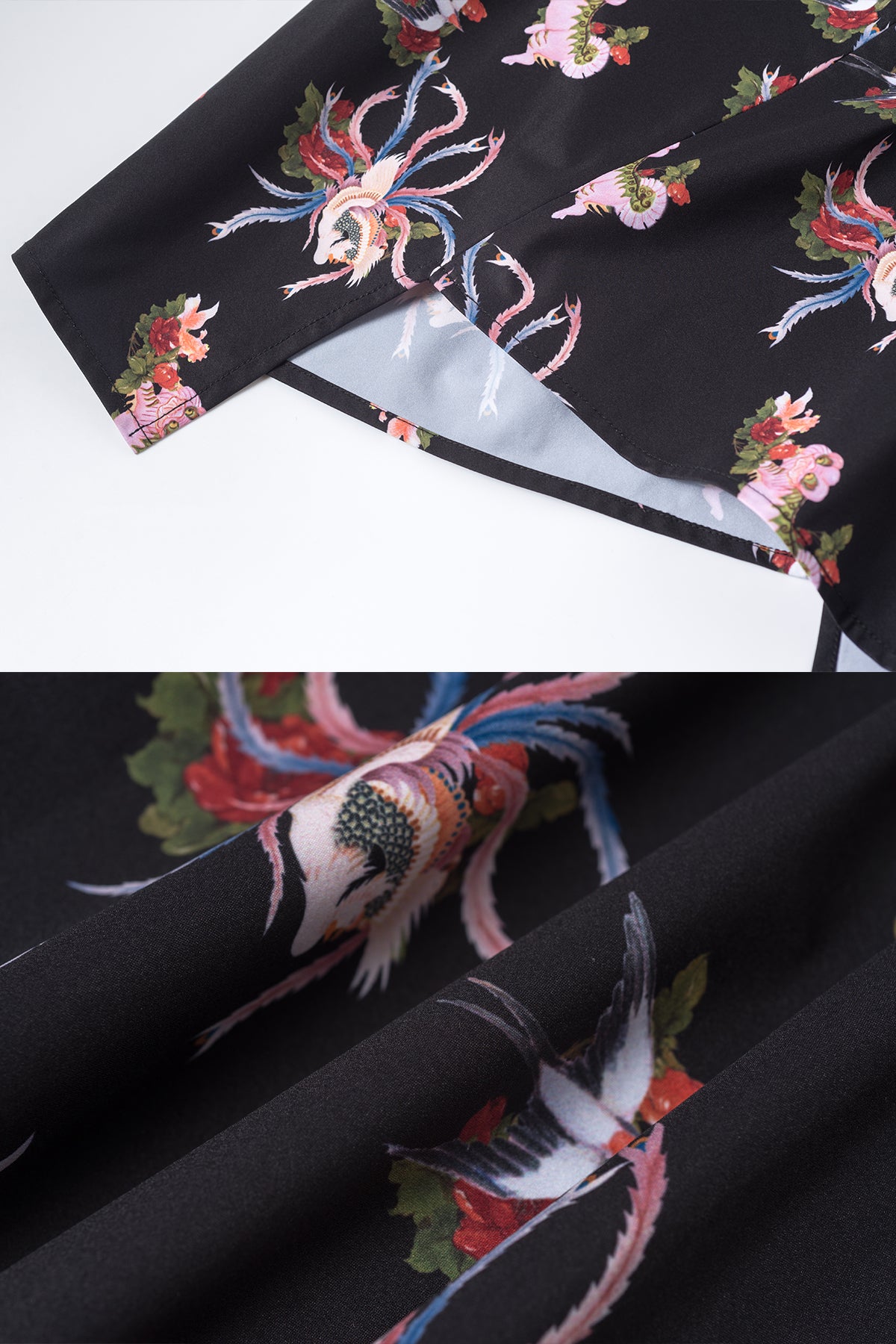 Mukzin | Black Printed  Asymmetric Midi Skirt