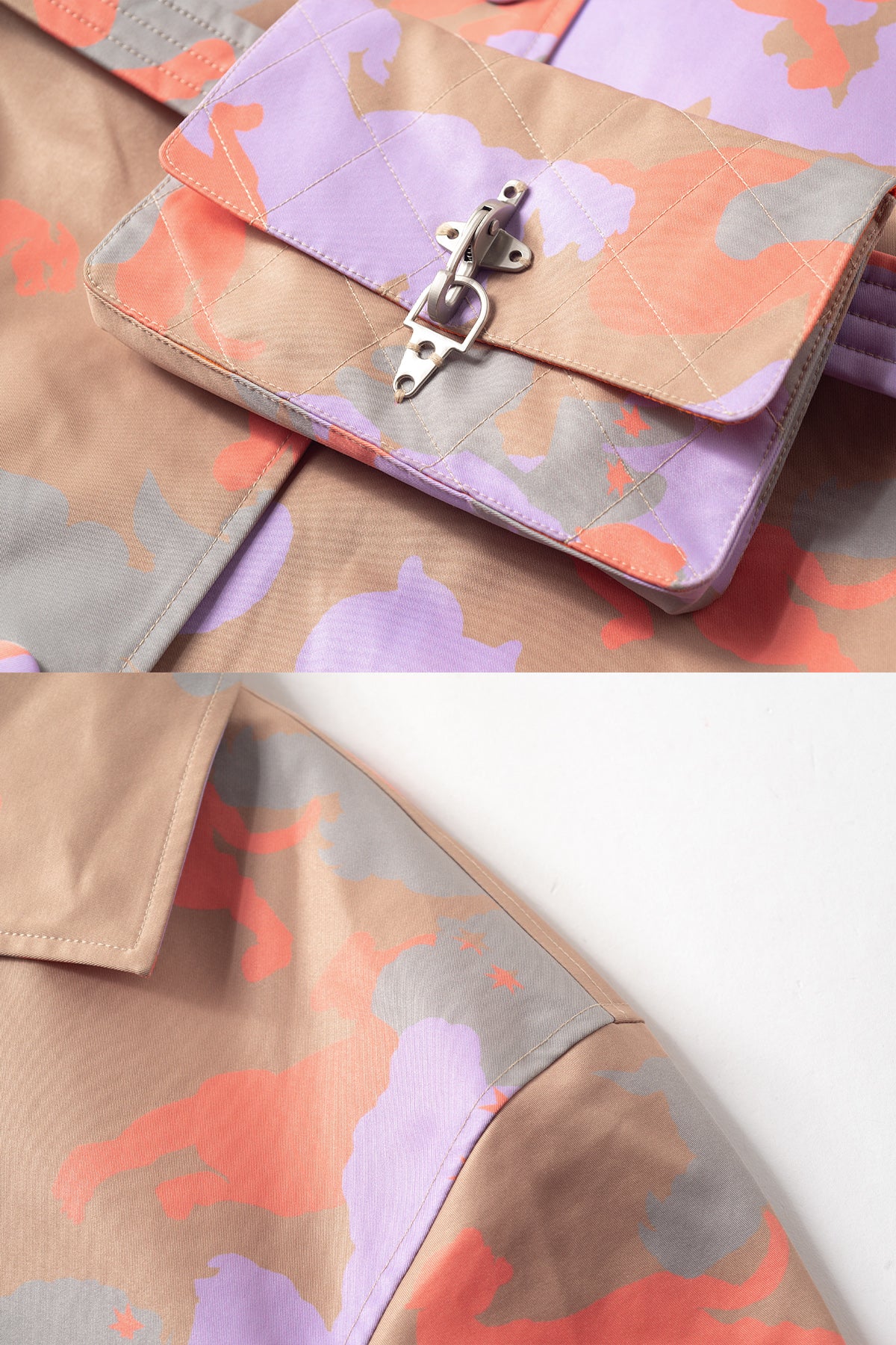 Mukzin | Detachable Belt Bag Print Trench Coat