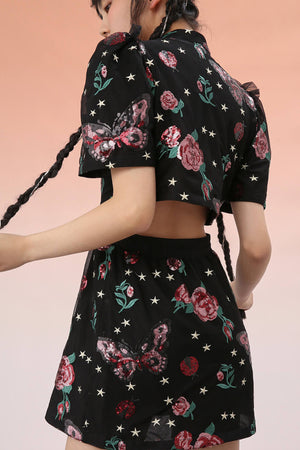 Mukzin | Embroidered Cut-Out Cheongsam Dress