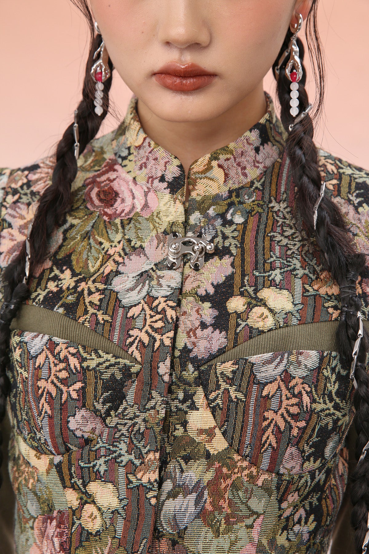 Mukzin | Embroidered Patchwork Buttons Jacket