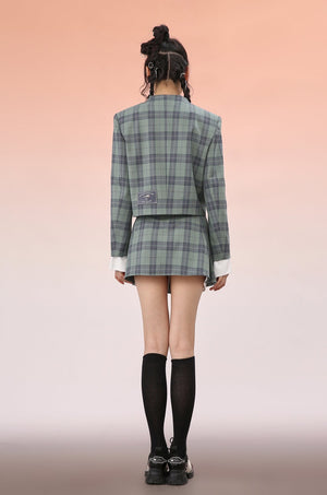 Mukzin | Green Plaid Patchwork Skirt