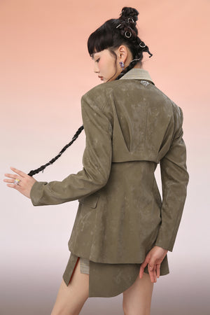 Mukzin | Green Asymmetric Hinge Slit Skirt