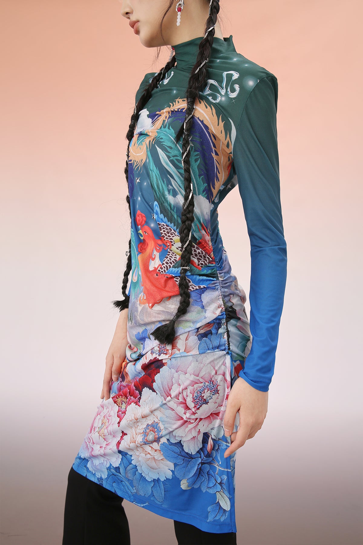 Mukzin | Phoenix Peony Printed Midi Dress