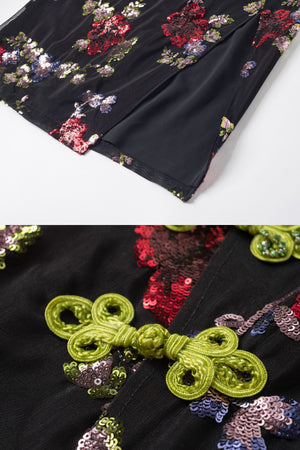 Mukzin | Sequin Contrast Embroidered Vintage Skirt