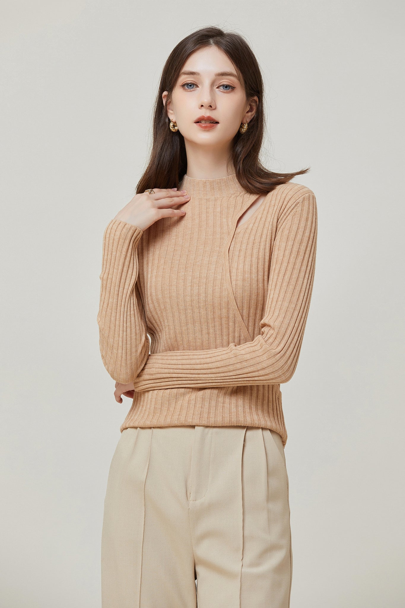 Sylphide | Noele Apricot Cut Out Wool Sweater