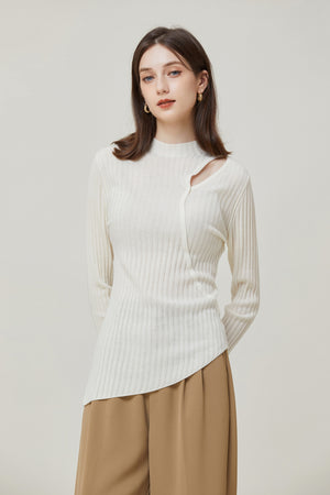 Sylphide | Noele White Cut Out Wool Sweater