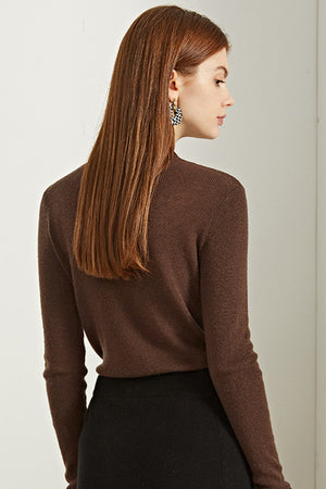 Fangyan | Ines Brown V-neck Knit Top