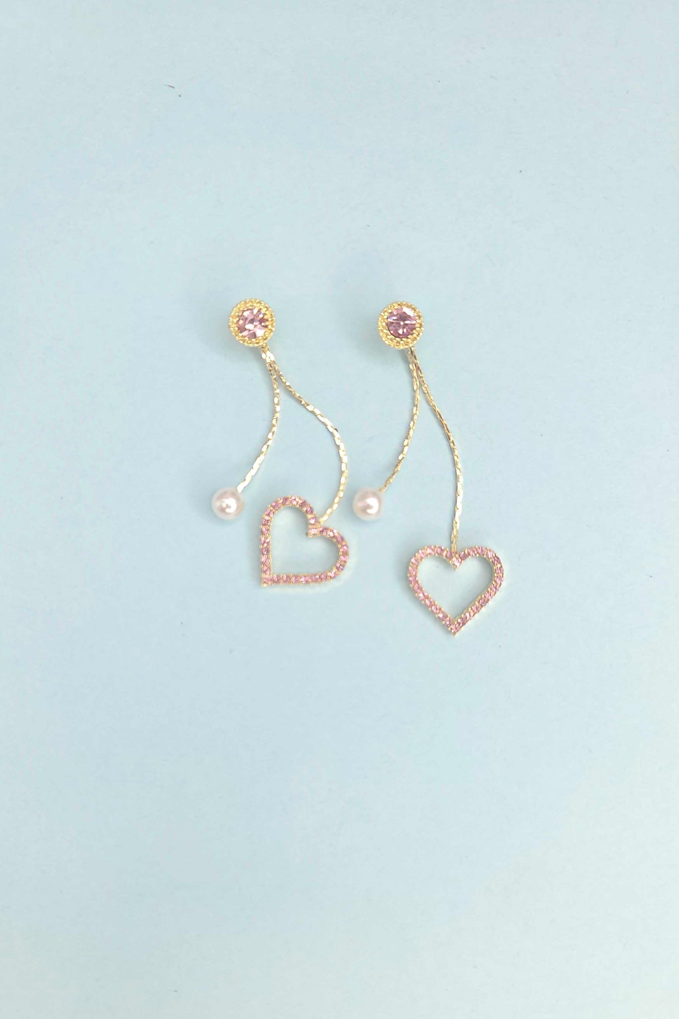 Pink Heart-Drop Earrings