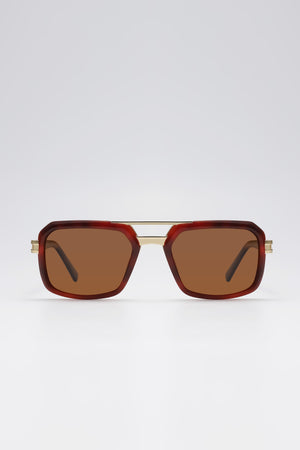 Fangyan | Rectangular Metal Red Sunglasses