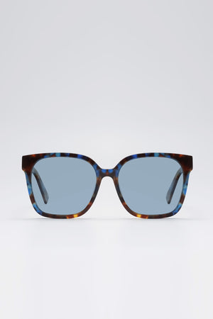 Fangyan | Rectangular Tortoiseshell Blue Sunglasses