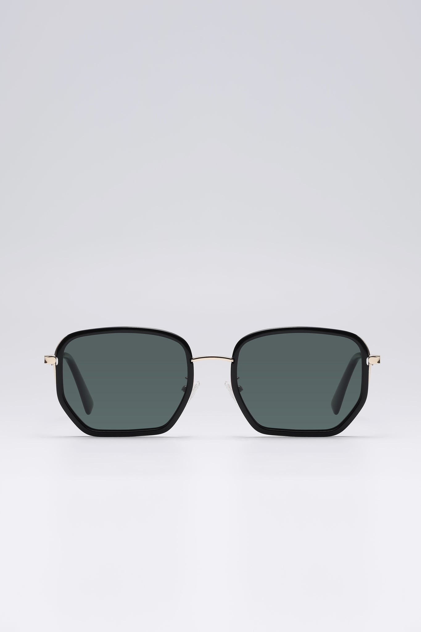 Fangyan | Rectangular-Hexagonal Metal Black Sunglasses