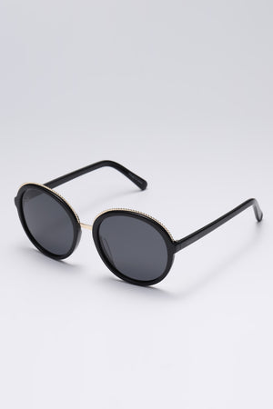 Fangyan | Round Metal Black Sunglasses