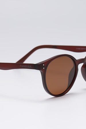 Fangyan | Round Clear burgundy Sunglasses