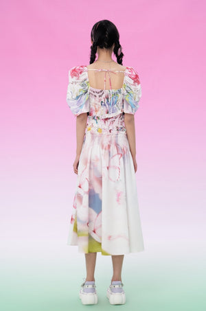Mukzin | Ruffle Printed Slip Midi Dress