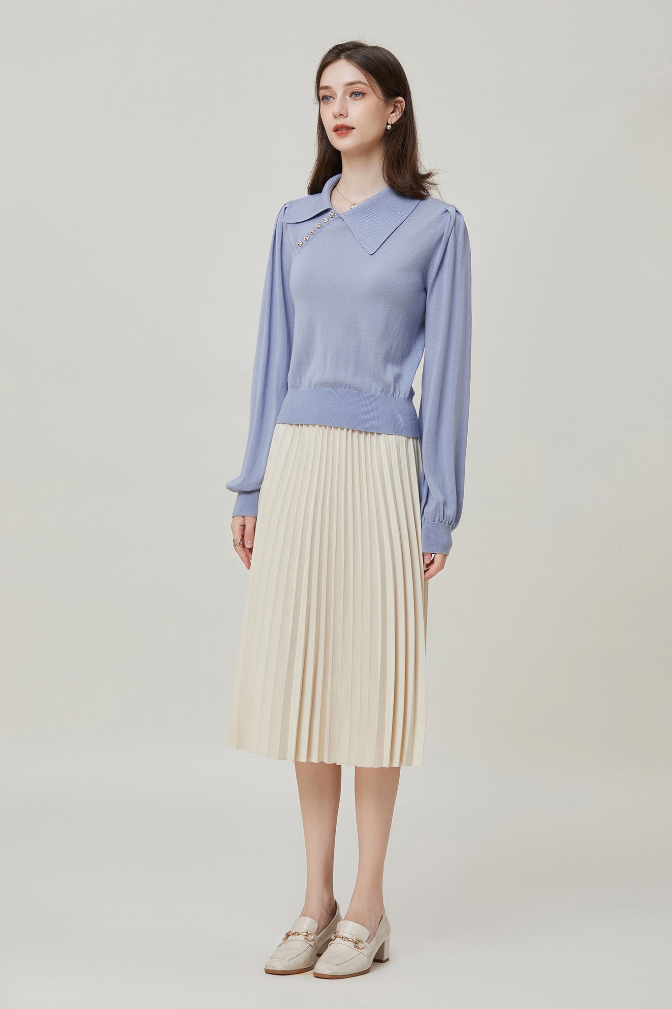 Sylphide | Sabine Blue Collar Wool Sweater