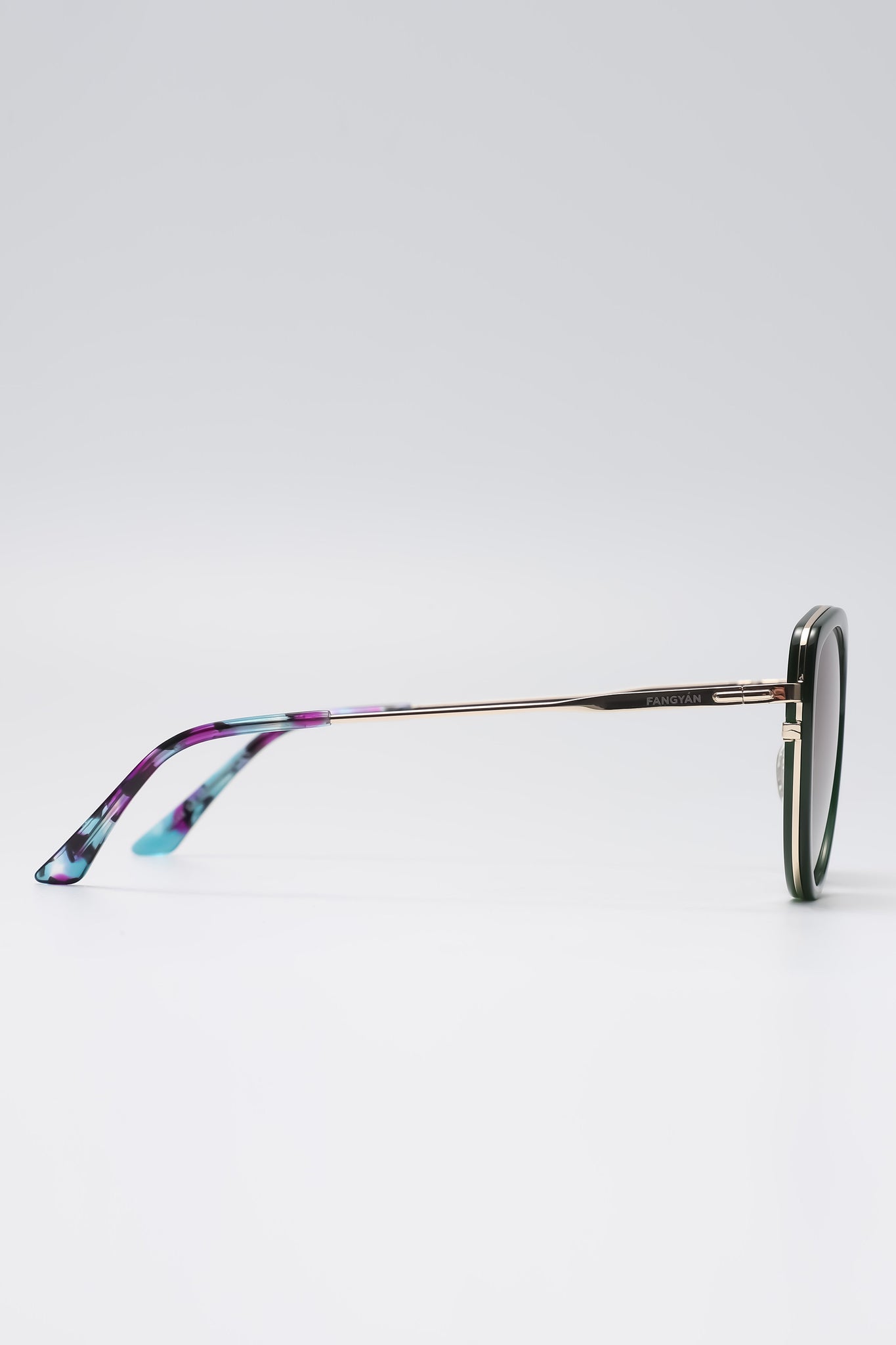 Fangyan | Square-Round Metal Green Sunglasses