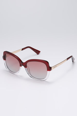 Fangyan | Square Red-Clear Metal Sunglasses