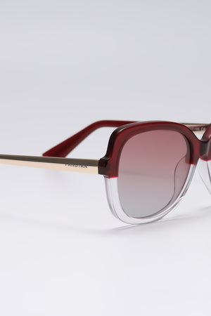 Fangyan | Square Red-Clear Metal Sunglasses