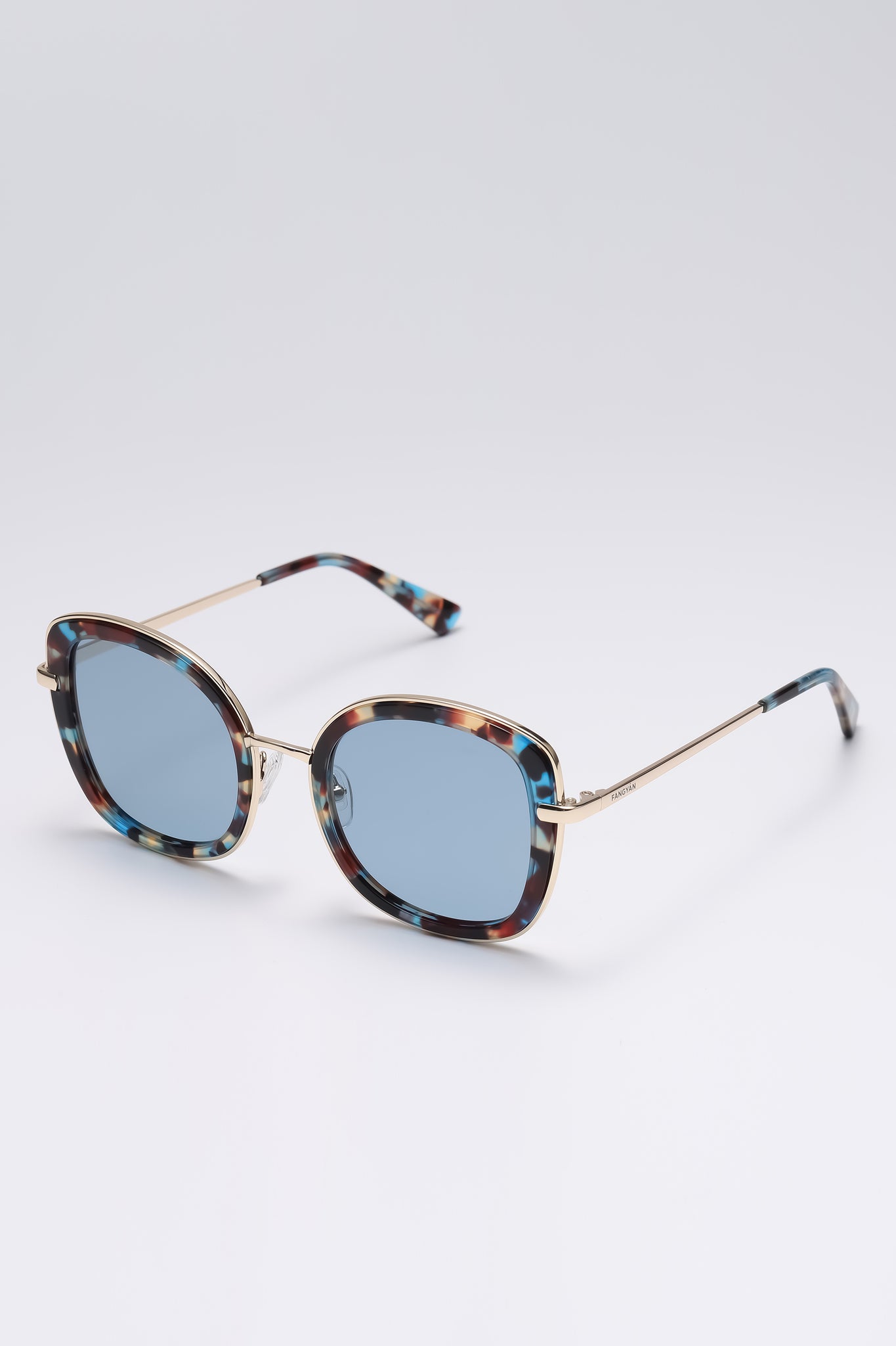 Fangyan | Square Tortoiseshel-Metal Blue Sunglasses