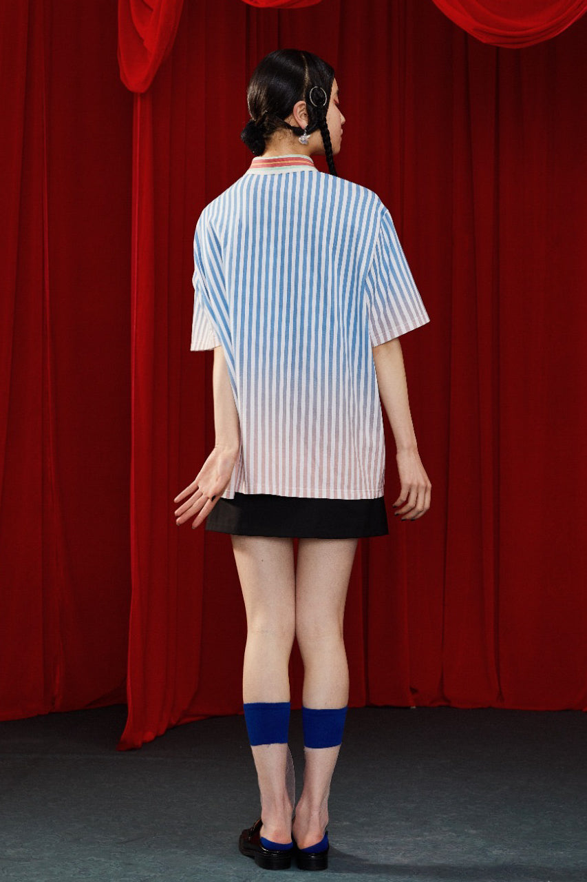 Mukzin | Strip Pattern Polo T Shirt-Dragon Scale Pavilion