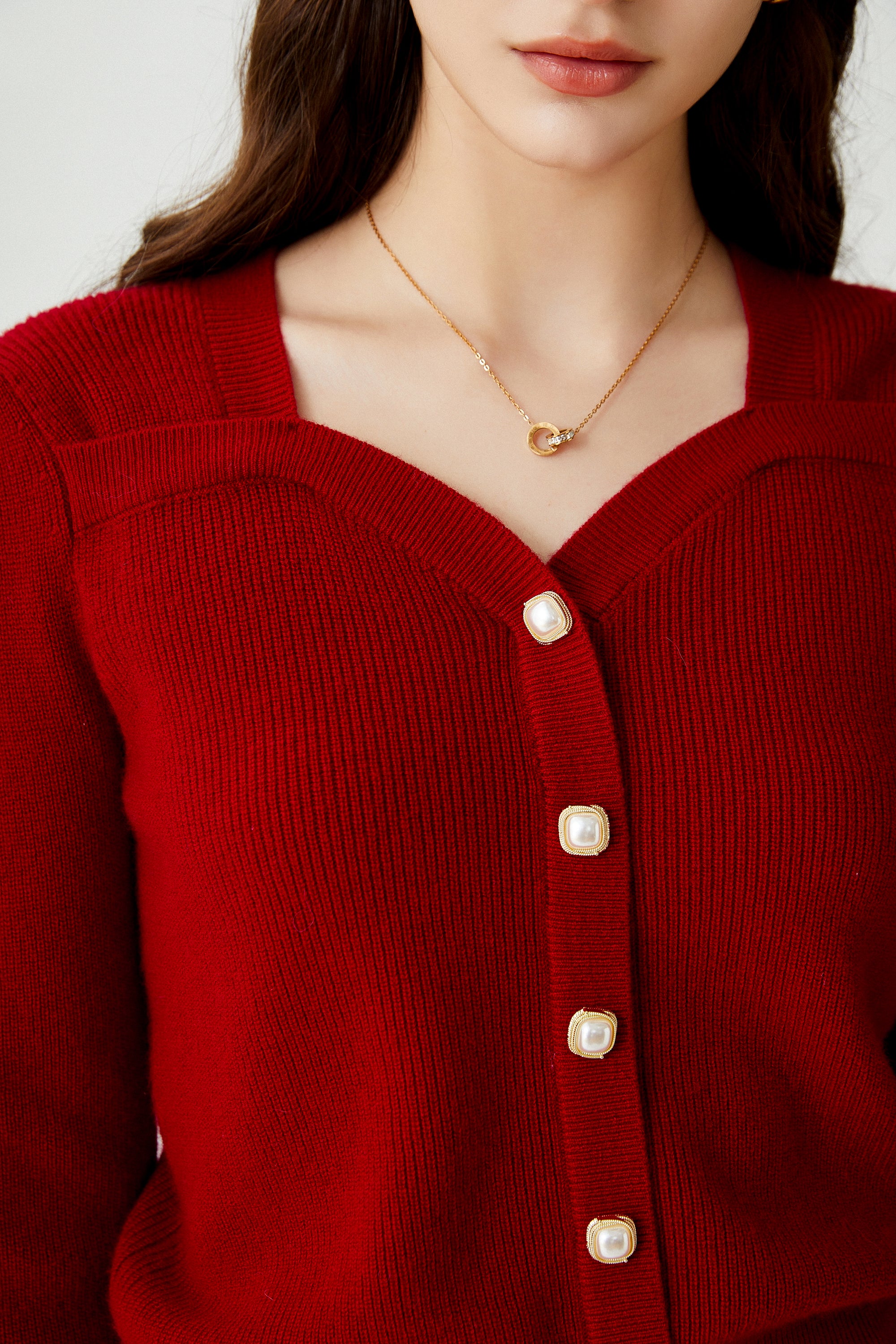Sylphide | Adele Red Pearl Wool Sweater