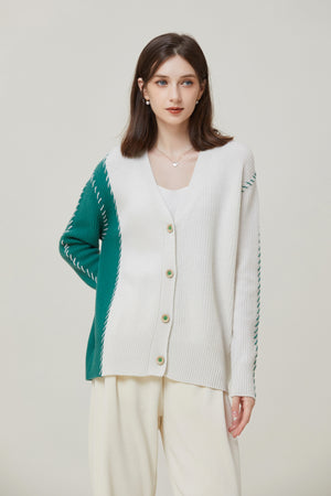 Sylphide | Ailsa Oversized Contrast Wool Cardigan
