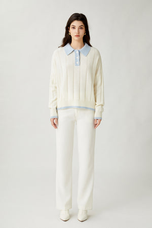 Sylphide | Melodie Polo Ribbed Wool Sweater