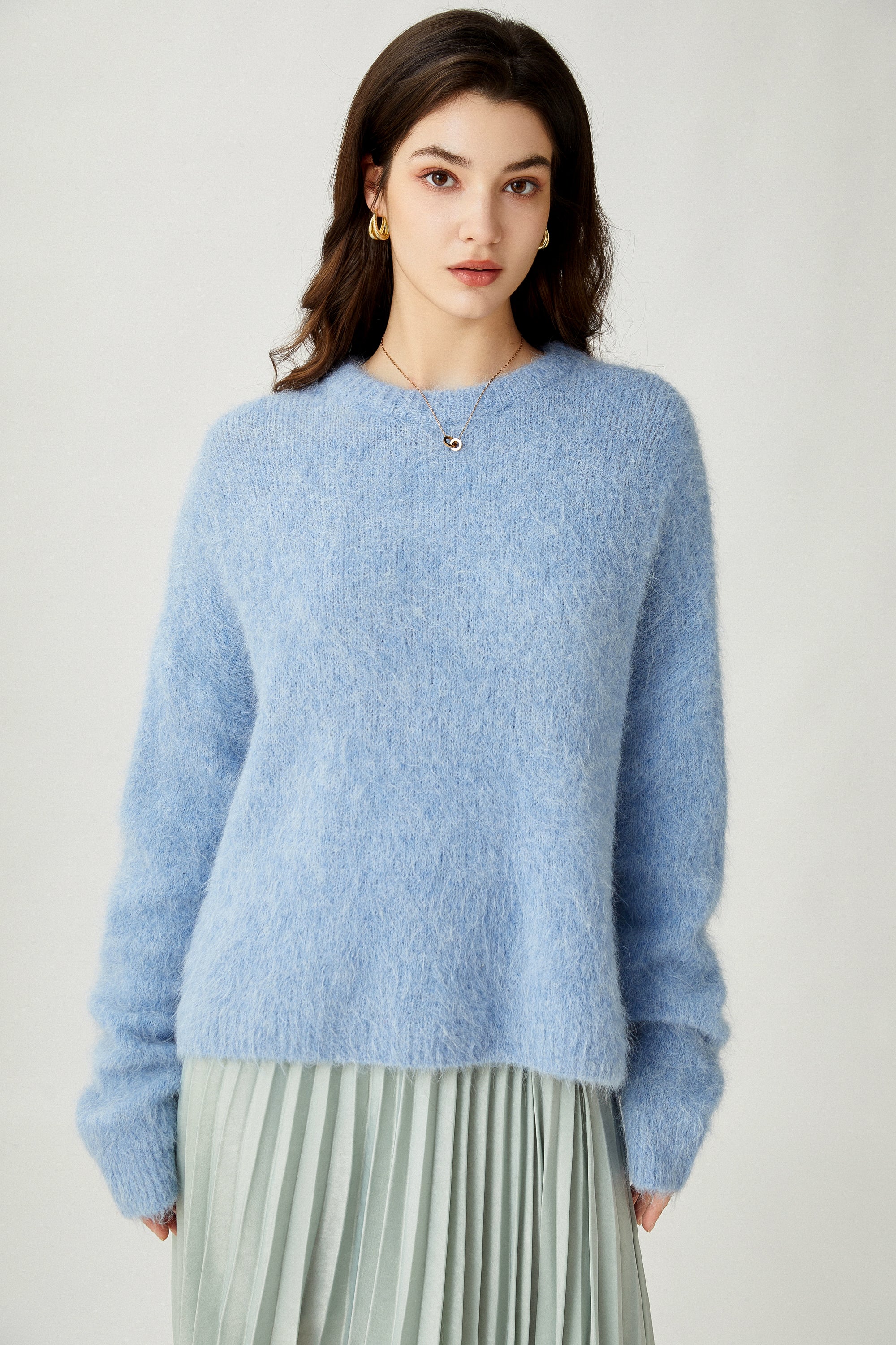 Sylphide | Oceane Blue Furry Alpaca Sweater