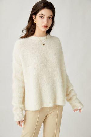 Sylphide | Oceane White Furry Alpaca Sweater