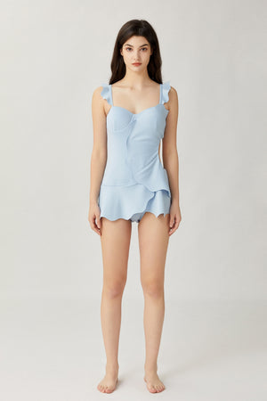 Sylphide | Palila Blue Ruffle One-Piece Swimsuit