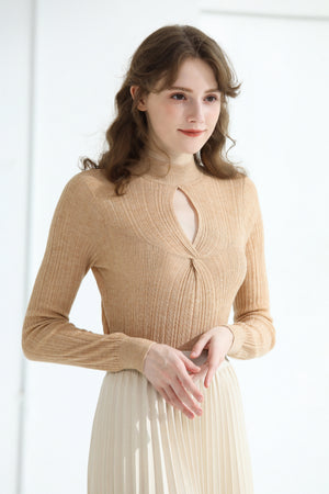 Sylphide | Reine Apricot Cut Out Wool Sweater