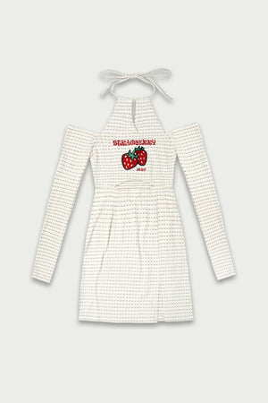 WXC | Embroidered Strawberry Cut-Out Dress